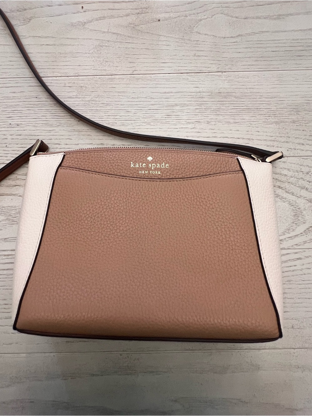 Kate Spade Two-Tone Tan & Blush Pebbled Leather Crossbody